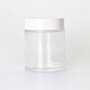Clear glass cream jars with white lids cylinder shape jars for skin care packages with world class quality