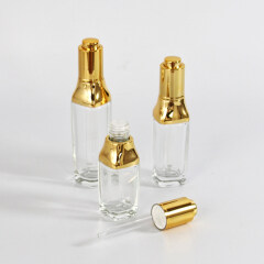 Wholesale 20ml 30ml 40ml  glass cosmetic bottles with golden aluminum lids glass dropper bottles for serum skin care products