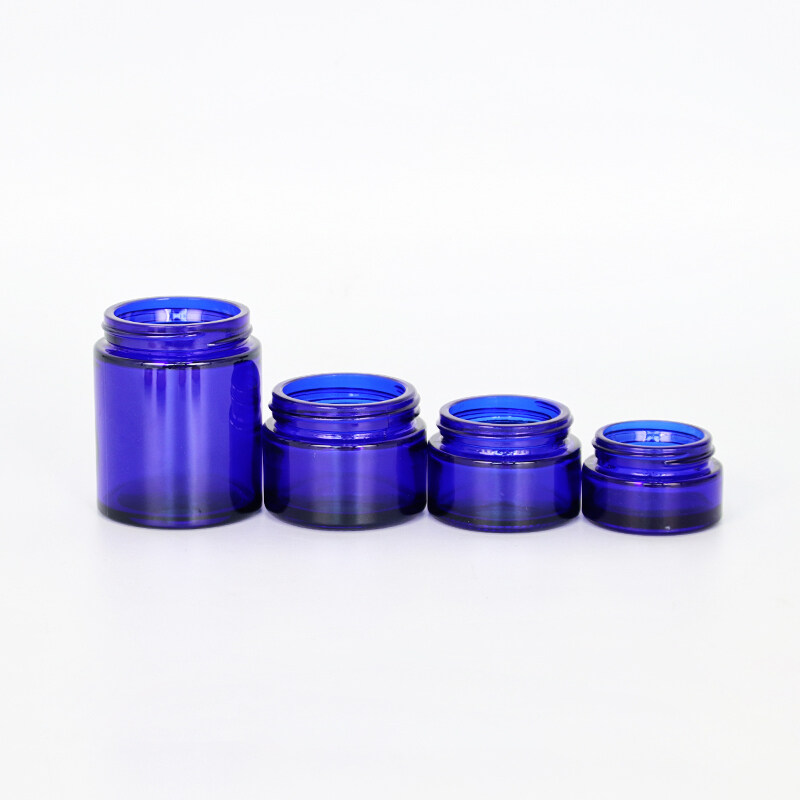 Manufacturer cobalt blue cream glass jar blue glass jar for cream