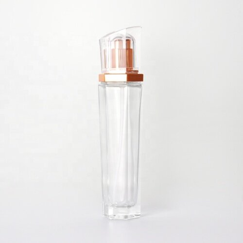 4oz stylish glass bottle with special lid clear glass bottle for skin care hexagon shape bottle for serum and lotion