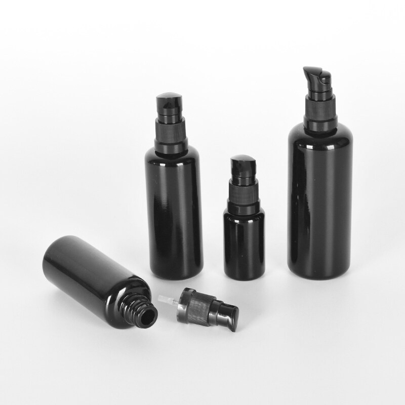 opaque black glass dropper bottle cosmetics packaging containers glass spray bottle cosmetic bottle