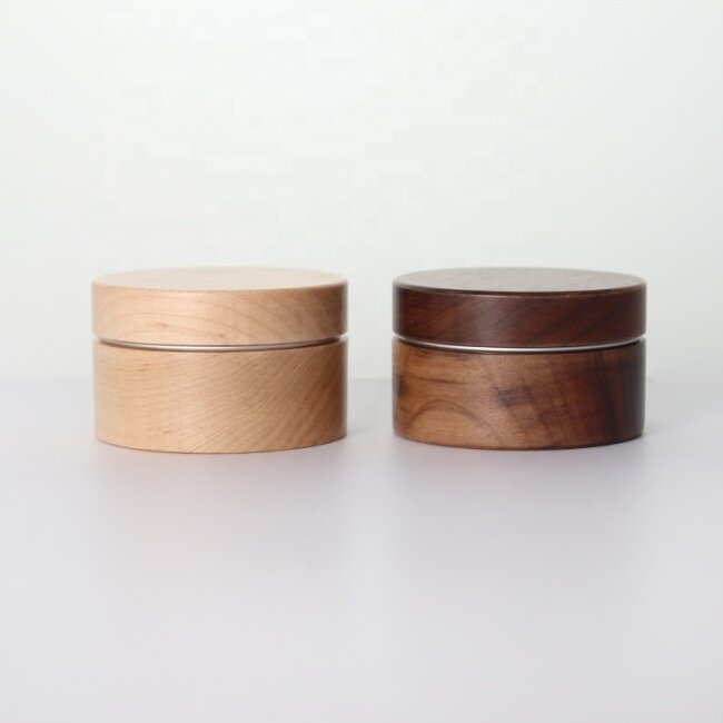 Eco-friendly wooden jar for skin care packaging wooden cover with aluminum inner jar manufacture