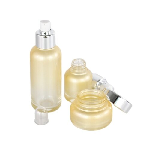 50g sliver cap glass cream jar,  customized painting beauty skincare cosmetic packaging bottle