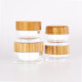New 15g 30g 50g 100g plastic cylinder container acrylic cream jars pot with bamboo wooden lid