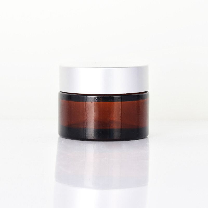 Hot Sale Free Sample 5g 10g 15g 20g 30g 50g 100g Cosmetic Cream Empty Jars Amber Glass Jar With  Black Cap