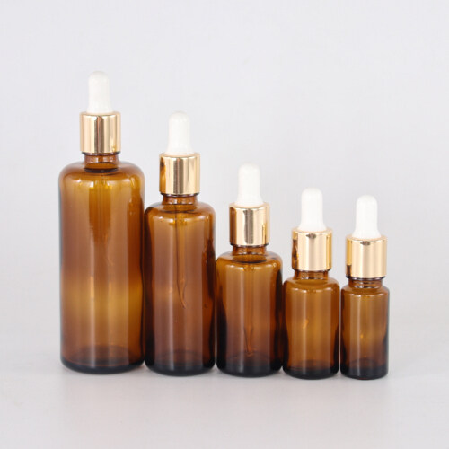 20ml 30ml 50ml 100ml essential oil serum amber round shoulder glass dropper bottle