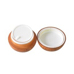 15g 60g MS Material Clear Tumbler Plastic Skincare Cream Jar Wood Grain Ball Shape Cosmetic Jar with PP Inner