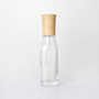 New square wood grain cover cosmetic transparent glass bottle pressing lotion pump empty bottle