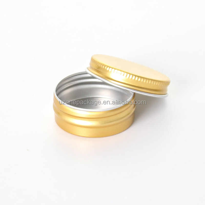 50ml pure aluminum cream jar golden color eco-friendly skin care container in round shape
