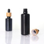 10ml opaque black glass bottle with bamboo dropper bottle for essential oil skin care packaging
