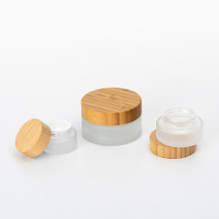 New clear frosted glass vacuum bamboo cap decorative jar