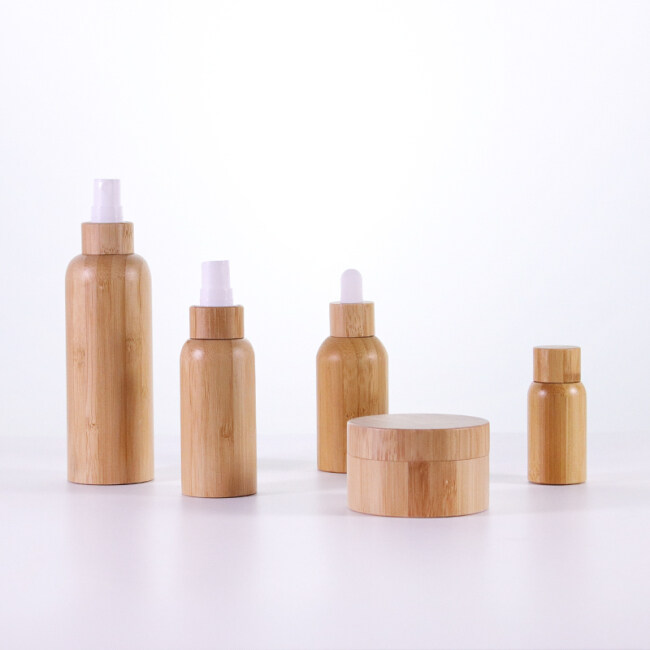 10ml 30ml 50ml 100ml bamboo pump sprayer bottle 15g 30g 50g bamboo cream jar
