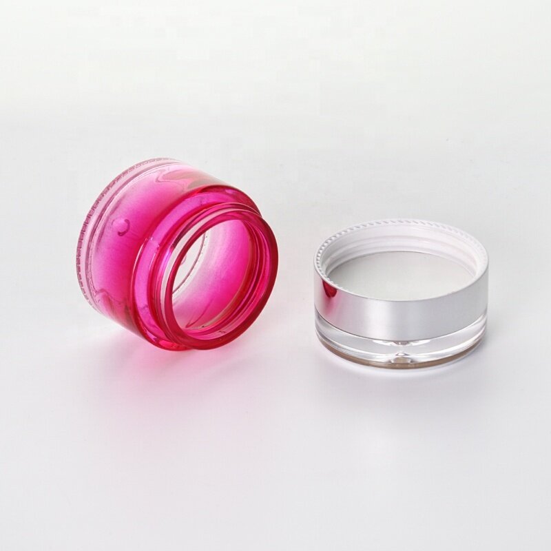 Painted Magenta 50g Acrylic Lid Refillable Luxury Cosmetic Glass Cream Jar