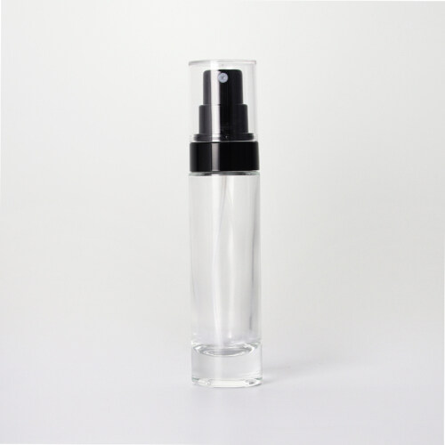 Clear glass thick bottom bottle fine mist spray bottle black pump clear lid toner empty bottle