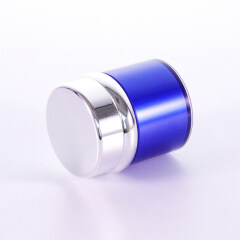 High quality luxury 50g acrylic blue Airless cream Jar With white liner and Silver Lid for Skincare Cream