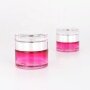 hot selling gradually varied clear pink straight round glass bottle and jar for skincare