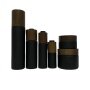 Bamboo matt black glass bottles and jars with ash tree fittings cosmetic glass bottle