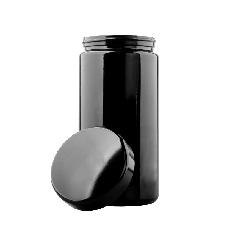 Wholesales dark violet glass jar with special shape plastic cap big capacity
