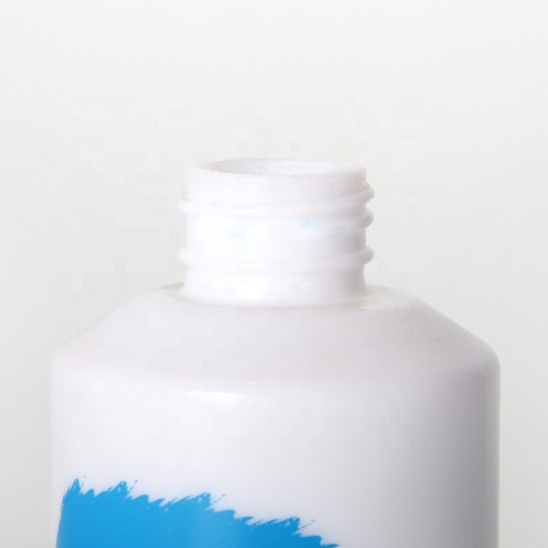 150ml toner bottle with lid slant shoulder white glass bottle for toner blue aluminum lid glass skin care bottle
