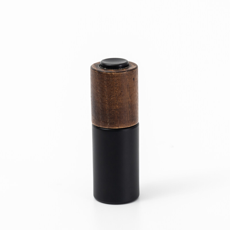 10ml 30ml black frost glass dropper bottle for essential oil packaging with wood press dropper