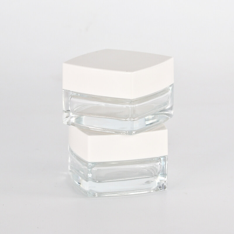 Wholesale Cosmetic Container Round Mouth Luxury Lid Customized Face Cream Sealable Fancy Cream Glass Jars
