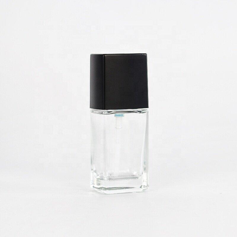 Square glass bottle for lotion and serum clear glass bottle with new style pump