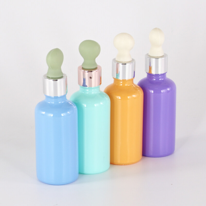 Mass stock ready to ship customized painting color essential oil dropper bottle yellow painting color glass bottle