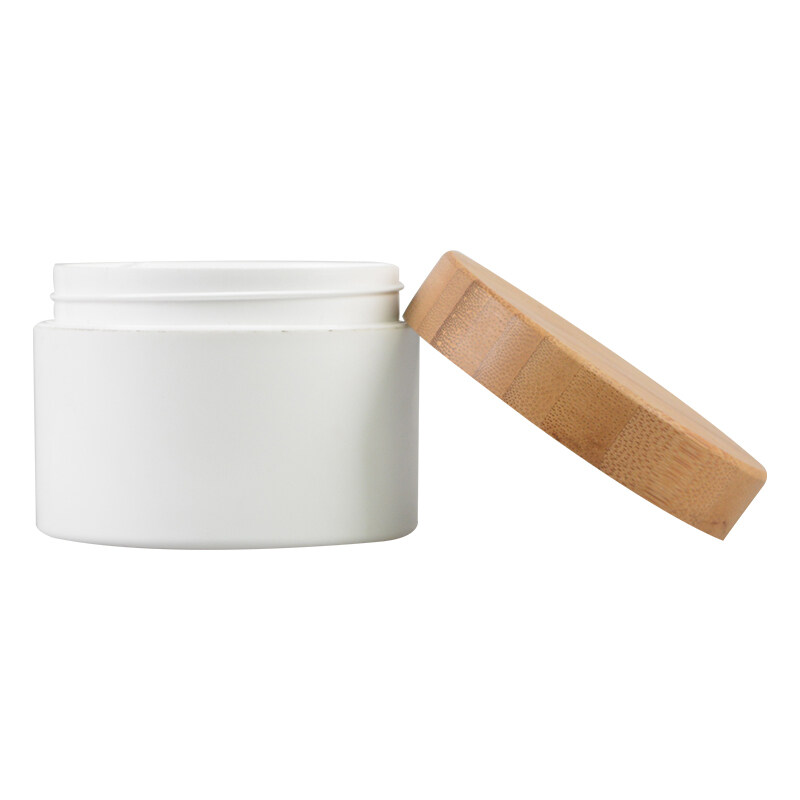 stock Wood cap PP Plastic body Cream container 10 20 30 50 100 200 250g Jar With Bamboo Lids