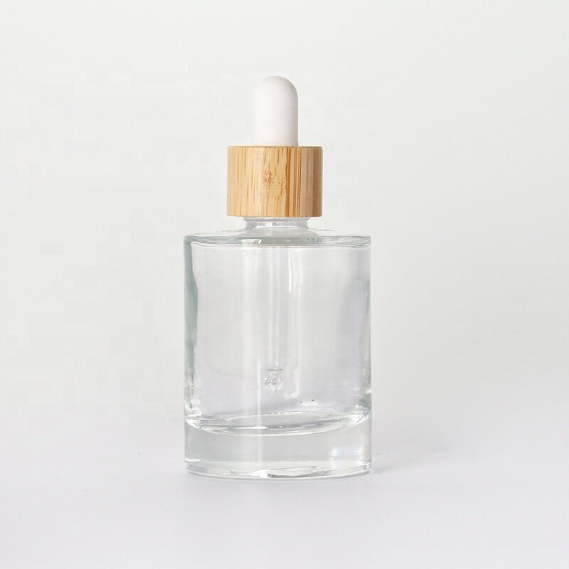 30ml bamboo dropper clear glass essential oil bottle customized design for serum and essential oil bottle