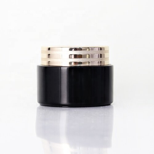 50ml wholesale skin care container black glass cream jar with lid golden lid skin care jar