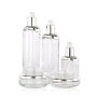 Clear cosmetic glass lotion pump bottle and face cream jar