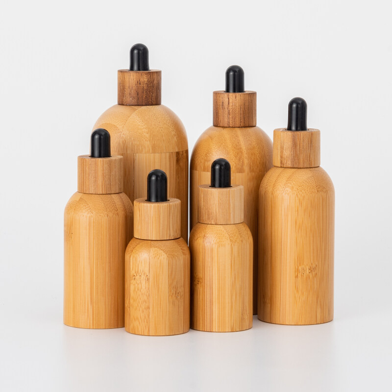 Luxury cosmetic bamboo dropper bottle bamboo essential oil dropper bottle cosmetic dropper bottle
