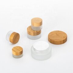 5 g/10 g/15 g/30 g/50 g/100 g matte Klarglasdosen für Kosmetikbehälter und Verpackungen mit Bambusdeckel