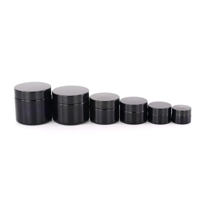 100g hot model black color cosmetic cream jar with black caps glass