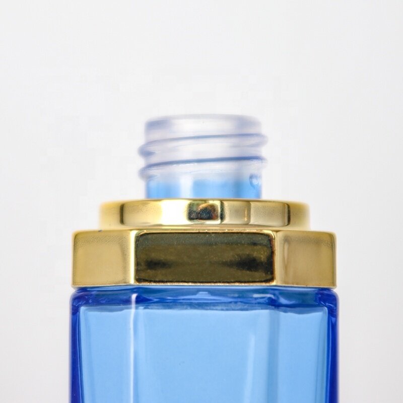 30mL Transparent Blue Essence Bottles with Press Pump Dropper