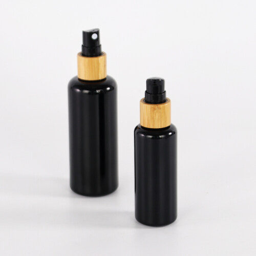 10ml 15ml 30ml 50ml 100ml injection black glass bottle bamboo sprayer bottle bamboo pump bottle
