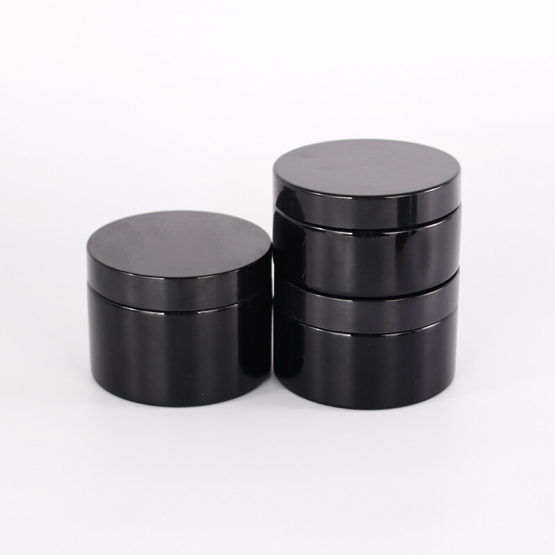 wholesale 50ml 100ml 200ml 250ml dark violet wide mouth cream glass jar black cream glass jar with bakelite lid