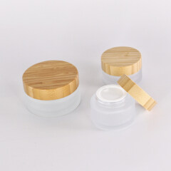 Eco-friendly packing 5g 15g 30g 50g 100g cosmetic luxury face cream cosmetic jars glass jars with bamboo lid