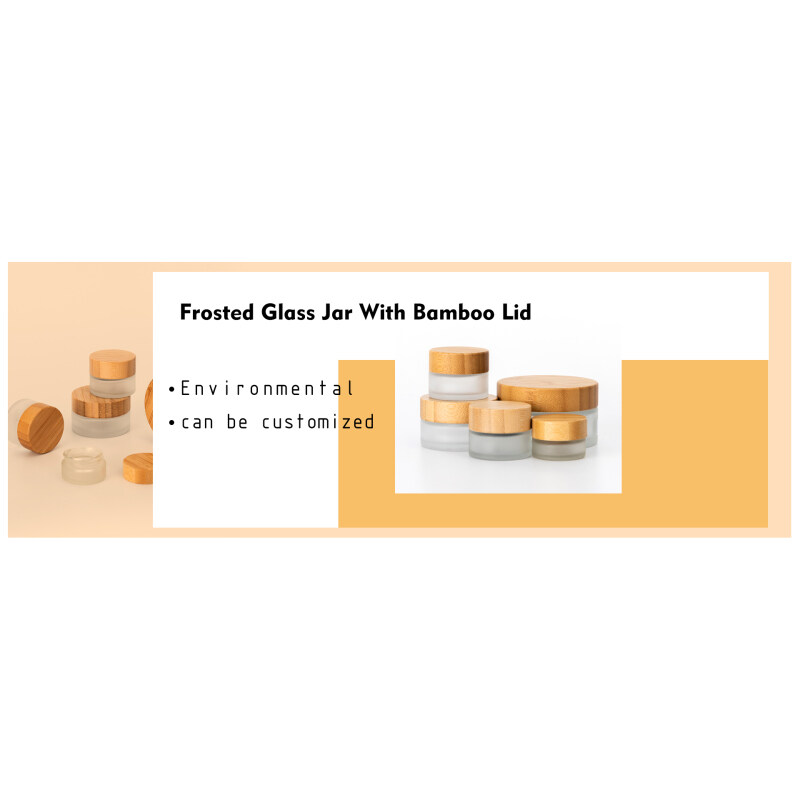 Complete capacity clear frosted glass Jar With Bamboo Lids 30g 50g 100g Bamboo Packaging Cream Container