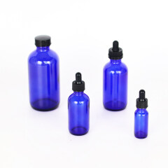 1/2OZ 1OZ 2OZ 4OZ 8OZ 16OZ 32OZ cosmetic blue color boston round glass bottle,in stock glass bottles