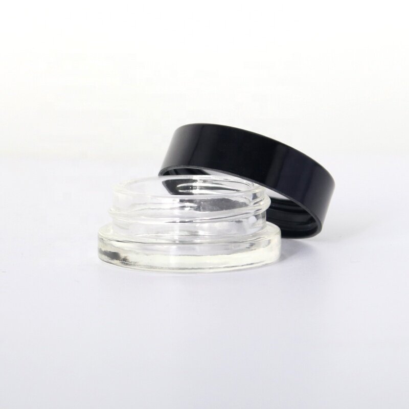 5ml glass cream jar with black plastic lid clear glass eye cream jar wholesale