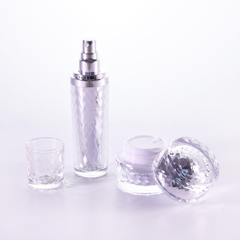 New Design  15ml 30ml 60ml 120ml  50g Acrylic Silver Cream Jars for essence lotion cream cosmetic packaging
