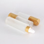 different size flat shoulder face serum packaging glass perfume bottle 15 ml with pump bamboo cap
