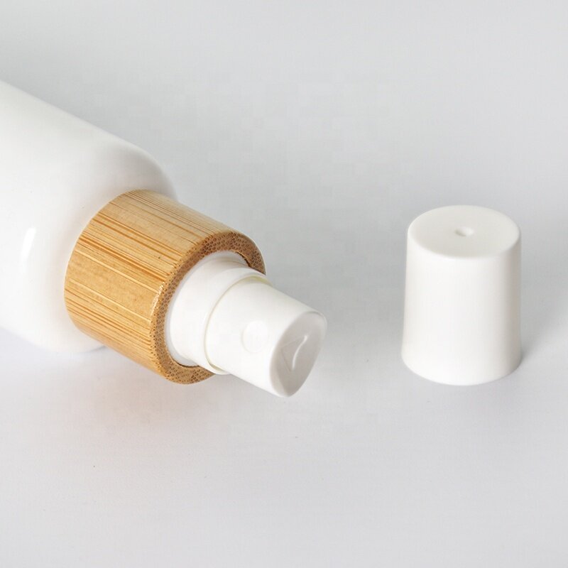 Bamboo Collar Opal White Premium Cosmetic Toner Serum Packaging Bottle with Shoulders