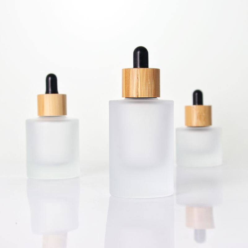 30ml Frosted Essential Oil Glass Pump Dropper Bottle Face Skin Care Packaging Cosmetic Pump Serum Bottle 30ml With Bamboo Lid
