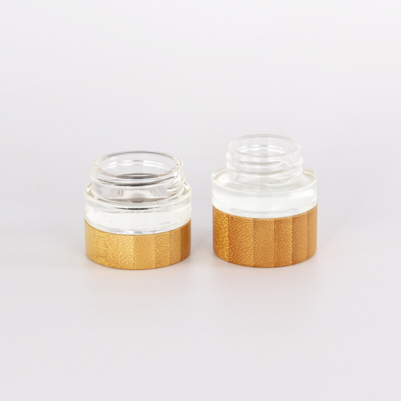 Skin care packing 15g 30g 50g 100g cosmetic glass container face eye cream glass jar with bamboo wooden lid