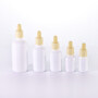 Wholesale Opal White Round Glass Bottles With dropper cap for Serum Essential Oils Aromatherapy cosmetic containers and packages