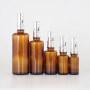 10ml 15ml 30ml 50ml 100ml high quality round brown glass essential oil bottle with silver amber glass dropper bottle