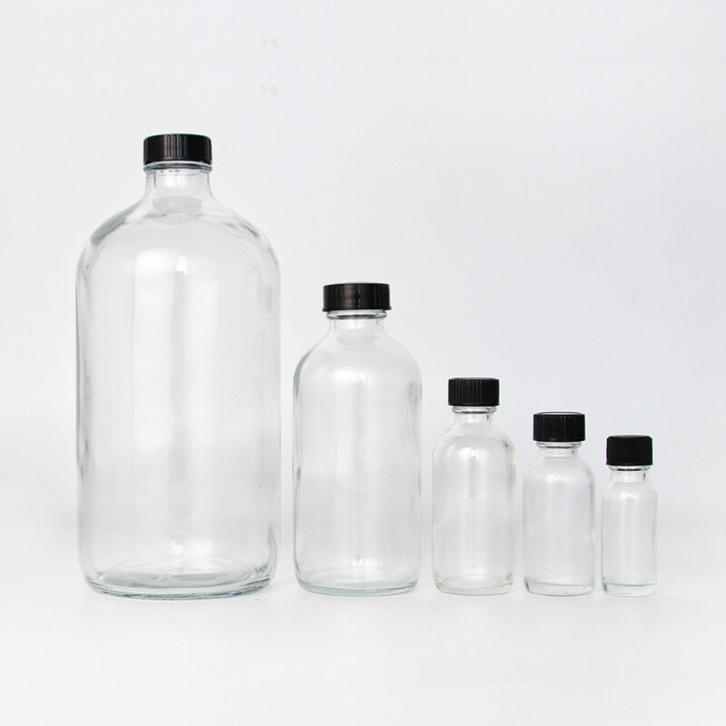 10ml 30ml 60ml 240ml 1000ml complete capacity transparent Boston Glass Bottle