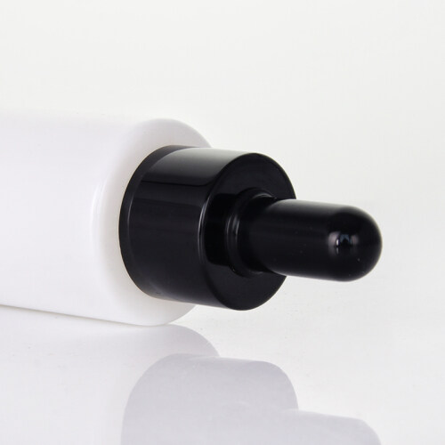 Ready to ship wholesale 30ml opal white glass bottle with high quality black dropper for essential oil glass bottle